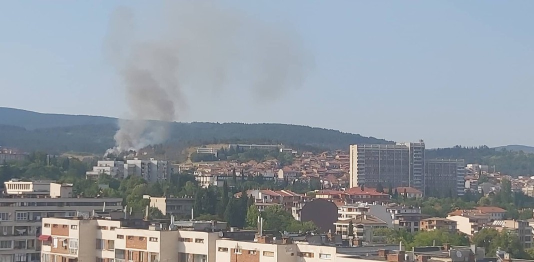 Пожар гори в местността Зайчева поляна в Стара Загора.Към момента
