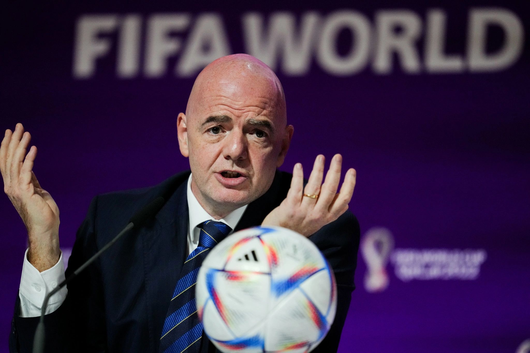  Президентът на ФИФА Джани Инфантино който откри Мондиал 2022 с