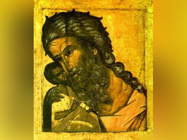 Праведният Симеон и пророчица Анна изпълнени със светия Дух потвърдили