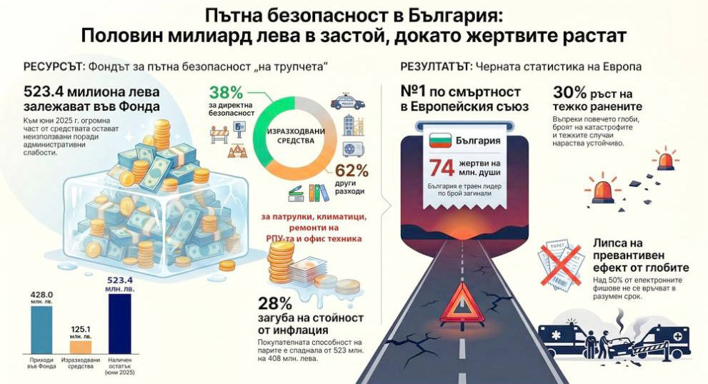 Близо 523 млн лева предназначени за подобряване на пътната безопасност